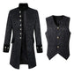 Medieval Vampire Cosplay Costume Steampunk Jacket Vest Coat Victorian Ghost Gothic Blazer Suits Stand Collar Trench Men's Shirt