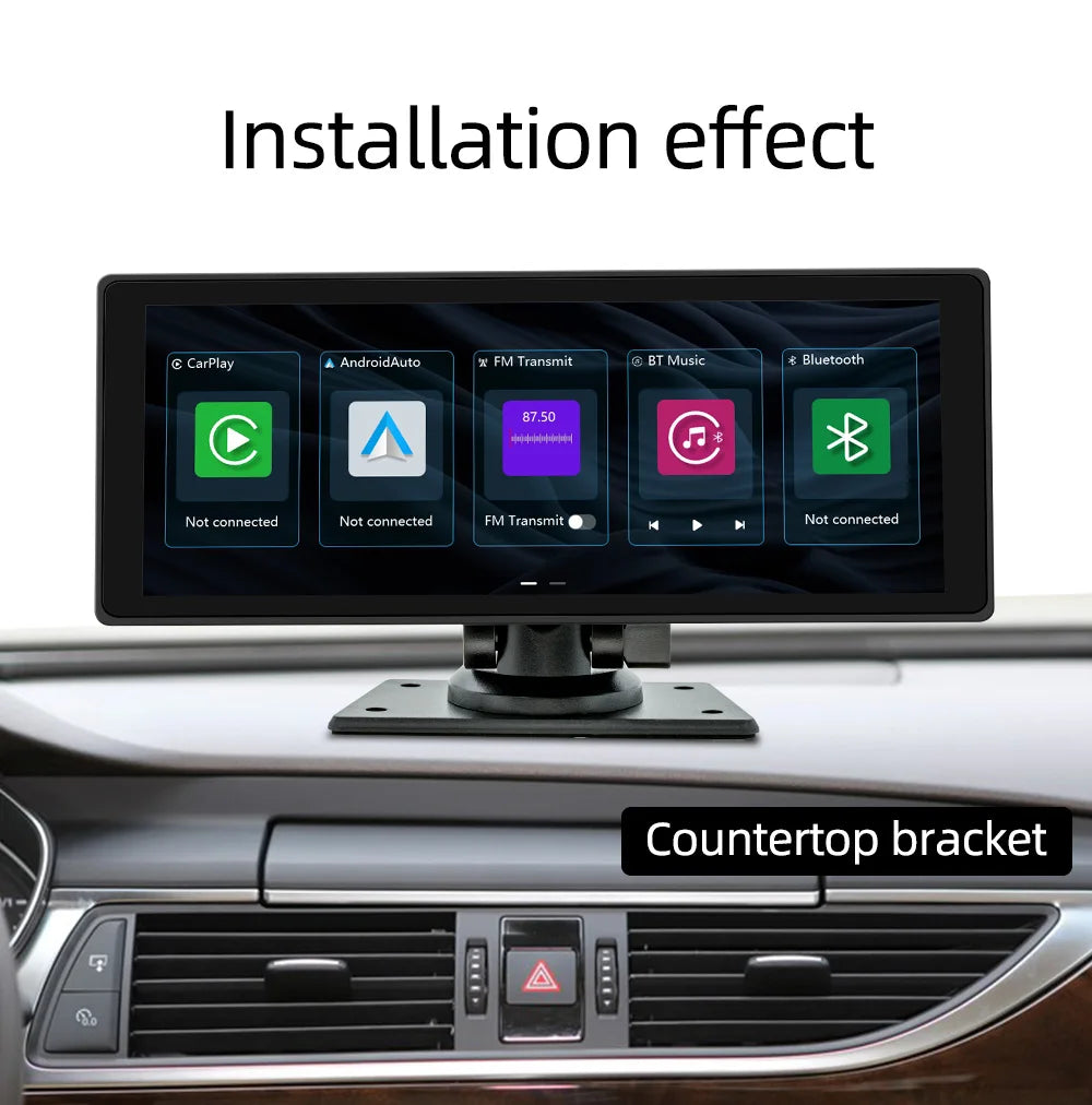 BQCC 10.26 Inch Portable Wireless Carplay Screen HD Rear Reversing Camera Car Radio DVR MP5 Multimedia Video Player Android Auto
