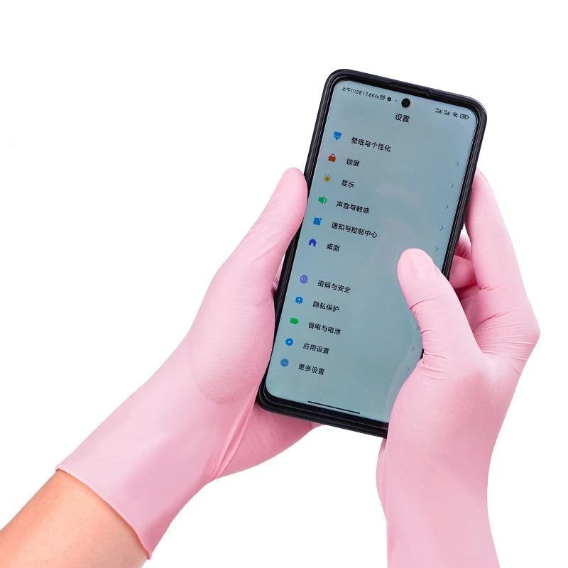 20/50/100PCS Pink Nitrile Gloves Disposable Latex Gloves Powder Free for Household Cleaning Beauty Salon Working Kitchen Gloves