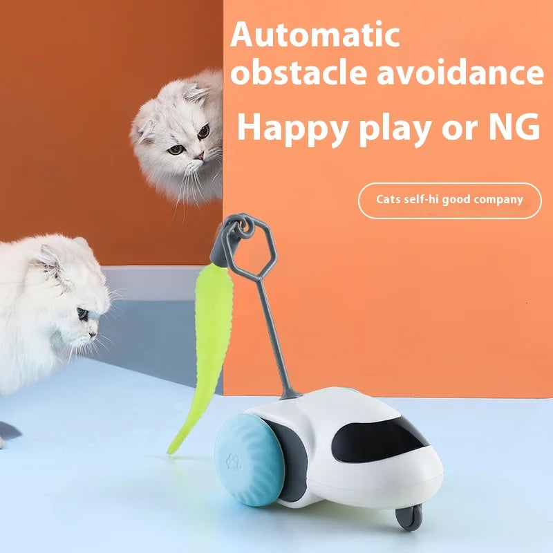 Smart Interactive Cat Toy Car Auto-Running Pet Vehicle with Obstacle Detection Durable for Indoor Cats Play