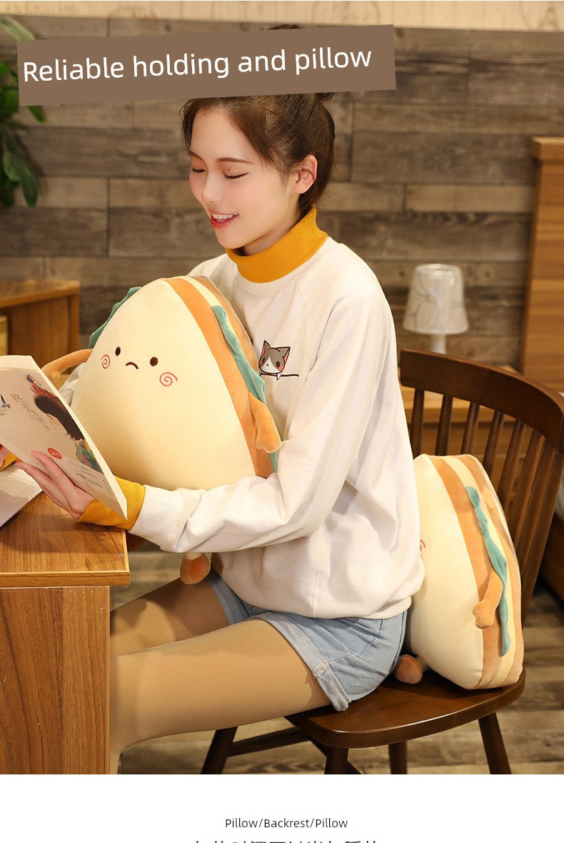 Cartoon Sandwich Pillow Bread Creative Food Nap Pillow Stylish Snack Rag Doll Cute Plush Doll