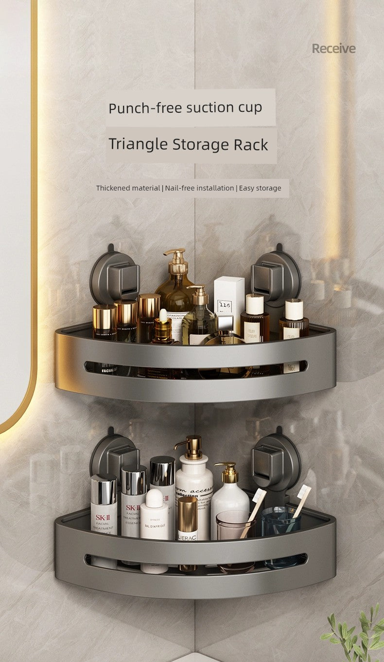 Suction Cup Punch-Free Corner Toilet Bathroom Storage Rack