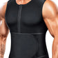 Men's Waist Trainer Body Shaper Sauna Sweat Waist Trainer Vest with Zipper Workout Sauna Suit with Adjustable Waist Trimmer Belt