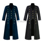 Medieval Men Vintage Costumes Steampunk Gothic Black Long Jacket Coat Vampire Cosplay Pirate Halloween Outfit Men's Trenchcoat