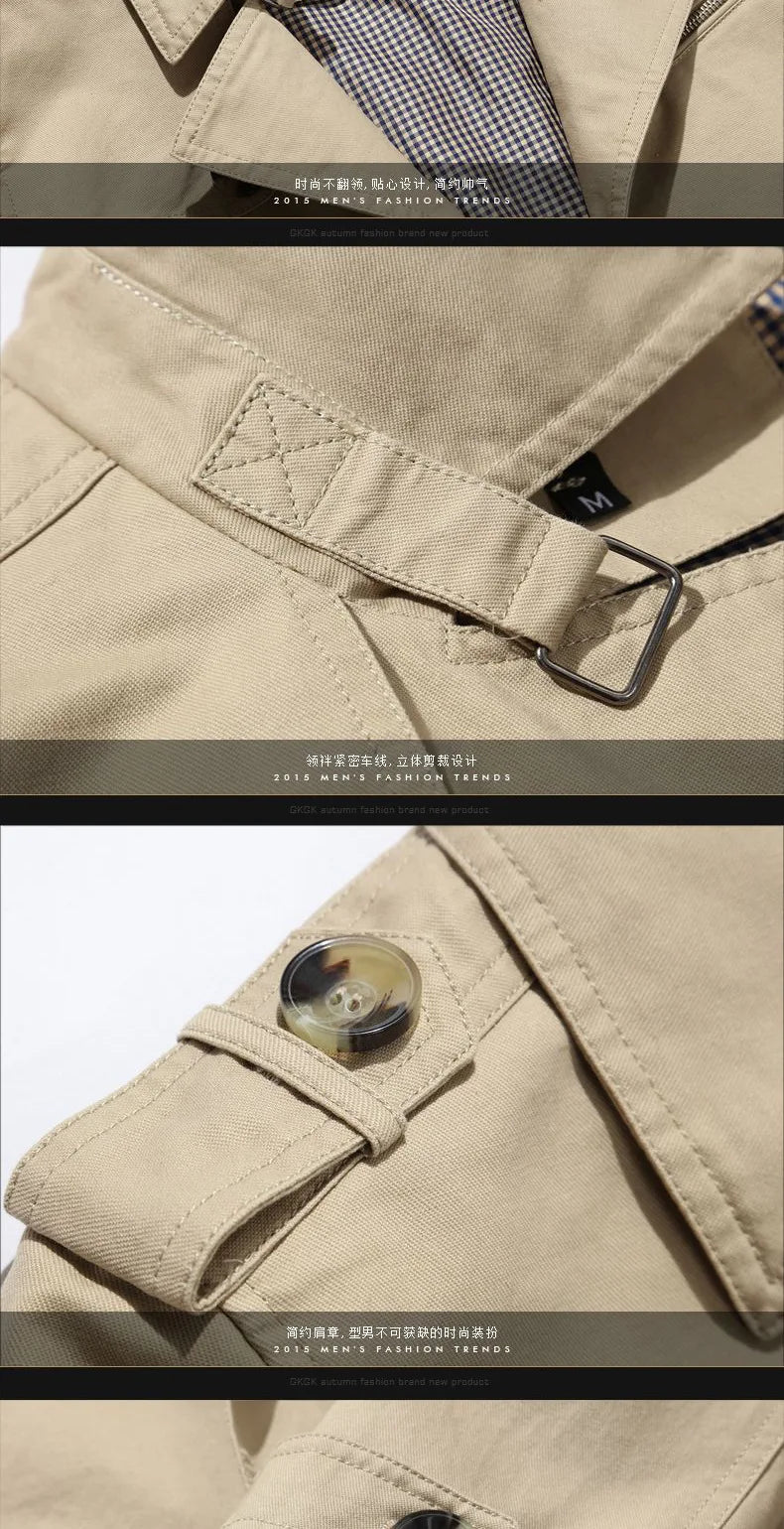 2025 Spring and Autumn men's coat Men's casual cotton Jacket men's mid-length trench coat men's jacket