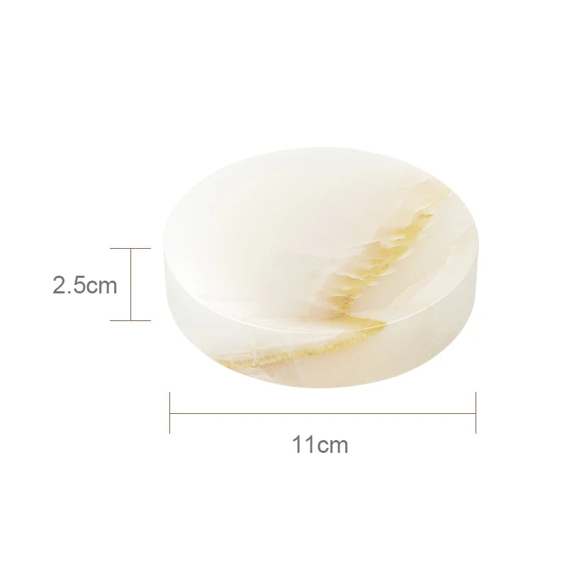 White Onyx Natural Marble Bathroom Accessories Luxury Soap Dispenser Cotton Swabs Container Reed diffuser Tray Bathroom Set