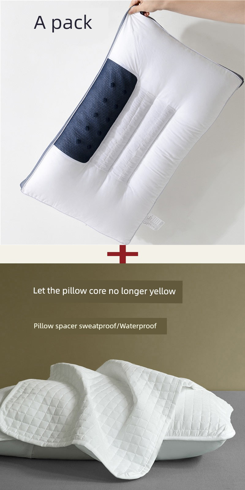 Adult Cassia Seed Pillow Case and Pillow Core Set Home a Pair of Pillow Core Protection Isolation Layer Cervical Support Sleep
