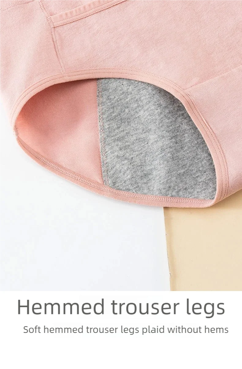 3PCS Women's underwear Physiological pants Cotton anti-side leakage cotton with breathable crotch period high belt pocket briefs