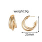 UILZ Gold Silver Color Hoop Earrings For Women Korean Fashion Three-layer Hoops Big Thick Round Earrings Piercing Jewelry Gifts