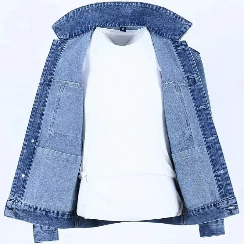 Denim Jackets Man Cargo Jeans Coat for Men Japanese Gray Overcoat Winter 2024 Lxury High Quality Cheap Price Stylish on Board G