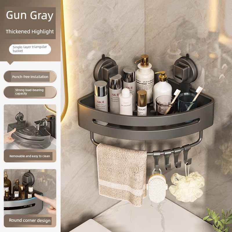 Suction Cup Punch-Free Corner Toilet Bathroom Storage Rack