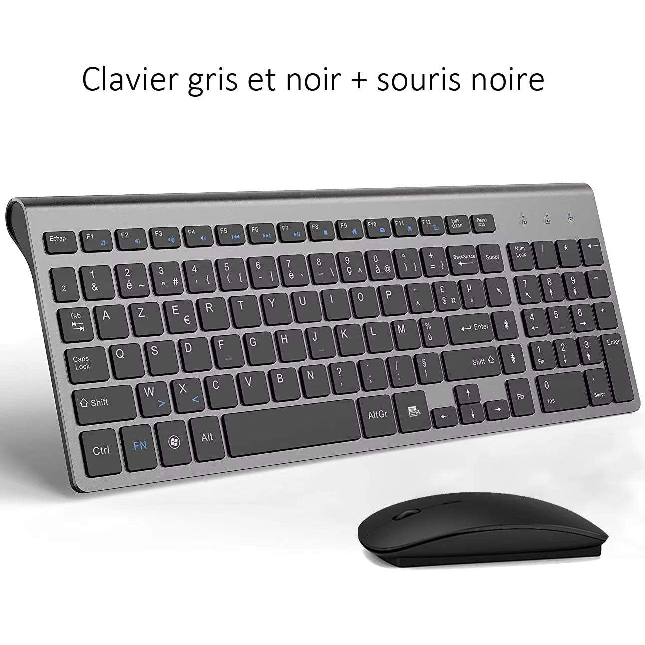 AZERTY French Layout 2.4G Mouse Keyboard Ultra-Slim Wireless Keyboard and Mouse Set Silent Compact for PC Laptop Windows