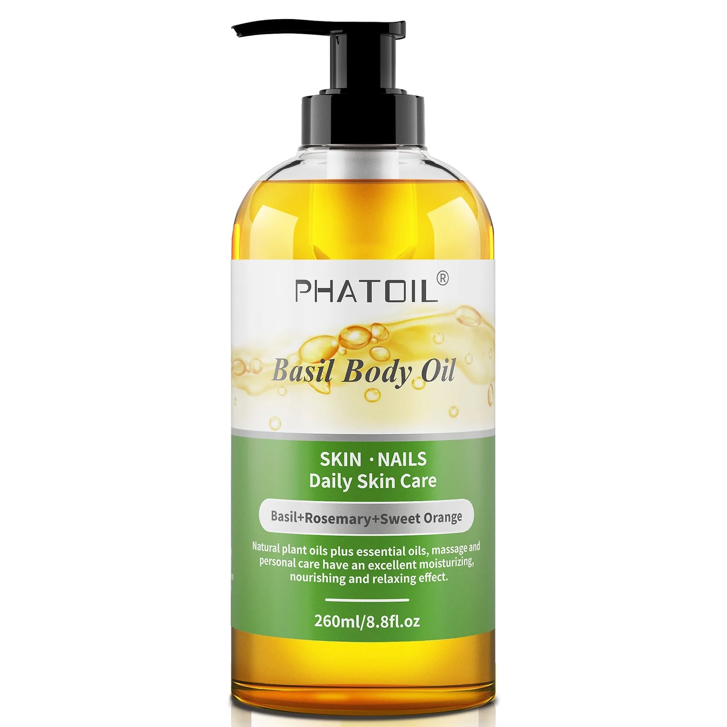 PHATOIL 260ML Vanilla Body Oil For Skin Face Care Massage Oil Repairing Smoothing Skin Care Ginger Grapefruit Essential Body Oil