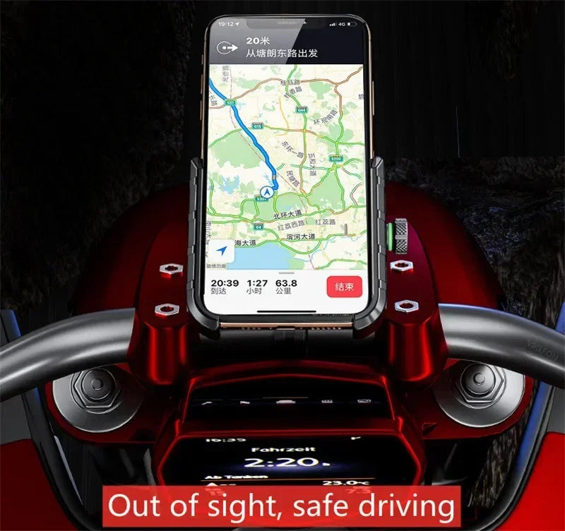 Motorcycle Phone Holder Moto Motorbike Mirror Mobile Handlebar Stand Support USB Charger Fast Wireless Charging Cellphone Mount