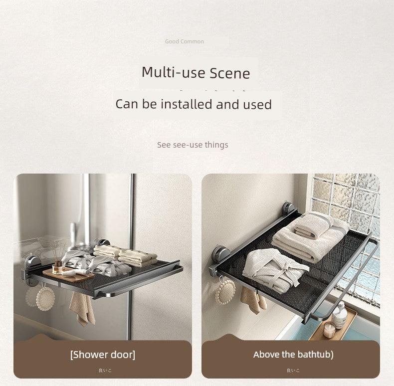 Retractable Bath Towel Rack Clothes Toilet Punch-Free Suction Cup