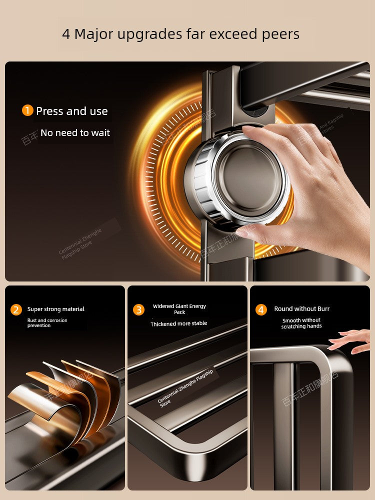 Suction Cup Towel Rack Bathroom Punch-Free Hanging Rod Bathroom Storage Rack Integrated Shower Room Toilet Storage Bath Towel Rack