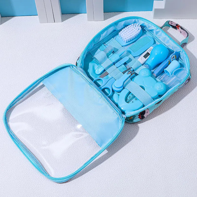 Baby Care Bag Set Baby Nose Suction Device Nail Clipper Thermometer 13 Piece Set Daily Cleaning and Care Kit Healthcare Kits