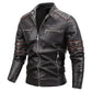 Vintage Black Brown Real Cowhide Genuine Leather Jacket Real Fur Men's Leather Jacket Bomber Men Leather Jacket Motorcycle Coat