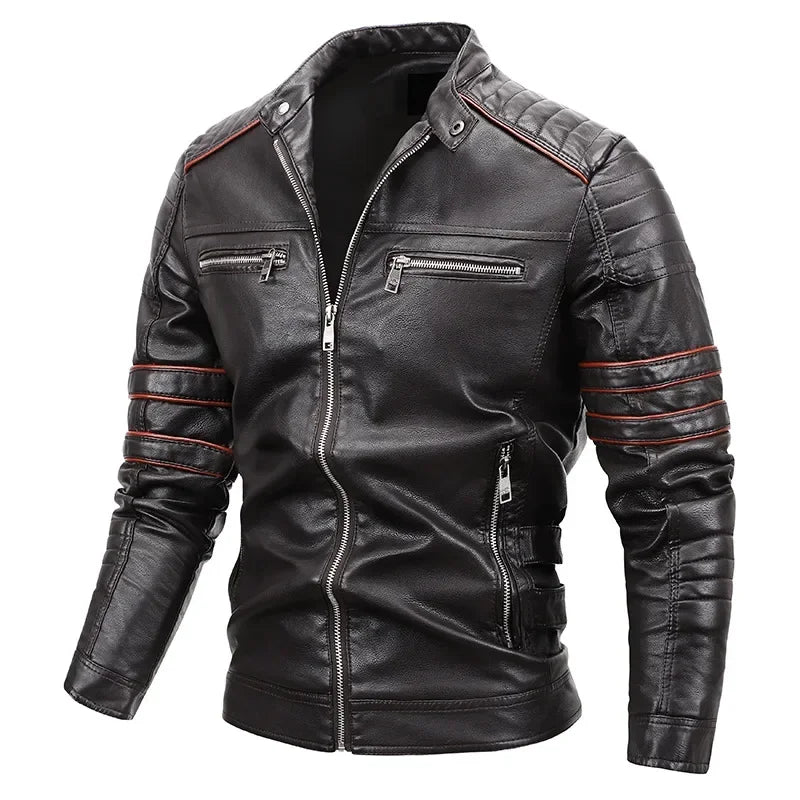 Vintage Black Brown Real Cowhide Genuine Leather Jacket Real Fur Men's Leather Jacket Bomber Men Leather Jacket Motorcycle Coat