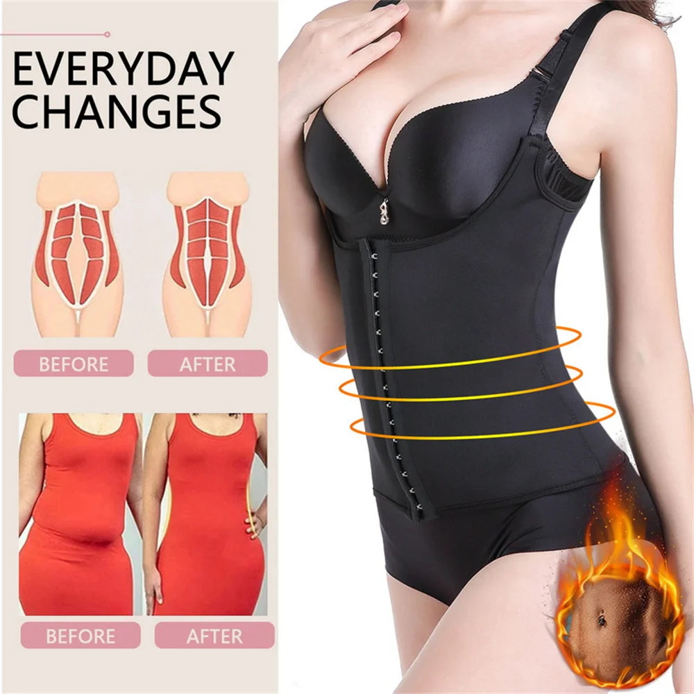Women Shapewear Underbust Corset Body Shaper Latex Waist Trainer Steel Boned Corset Vest Waist Trainer Girdle Sport Workout