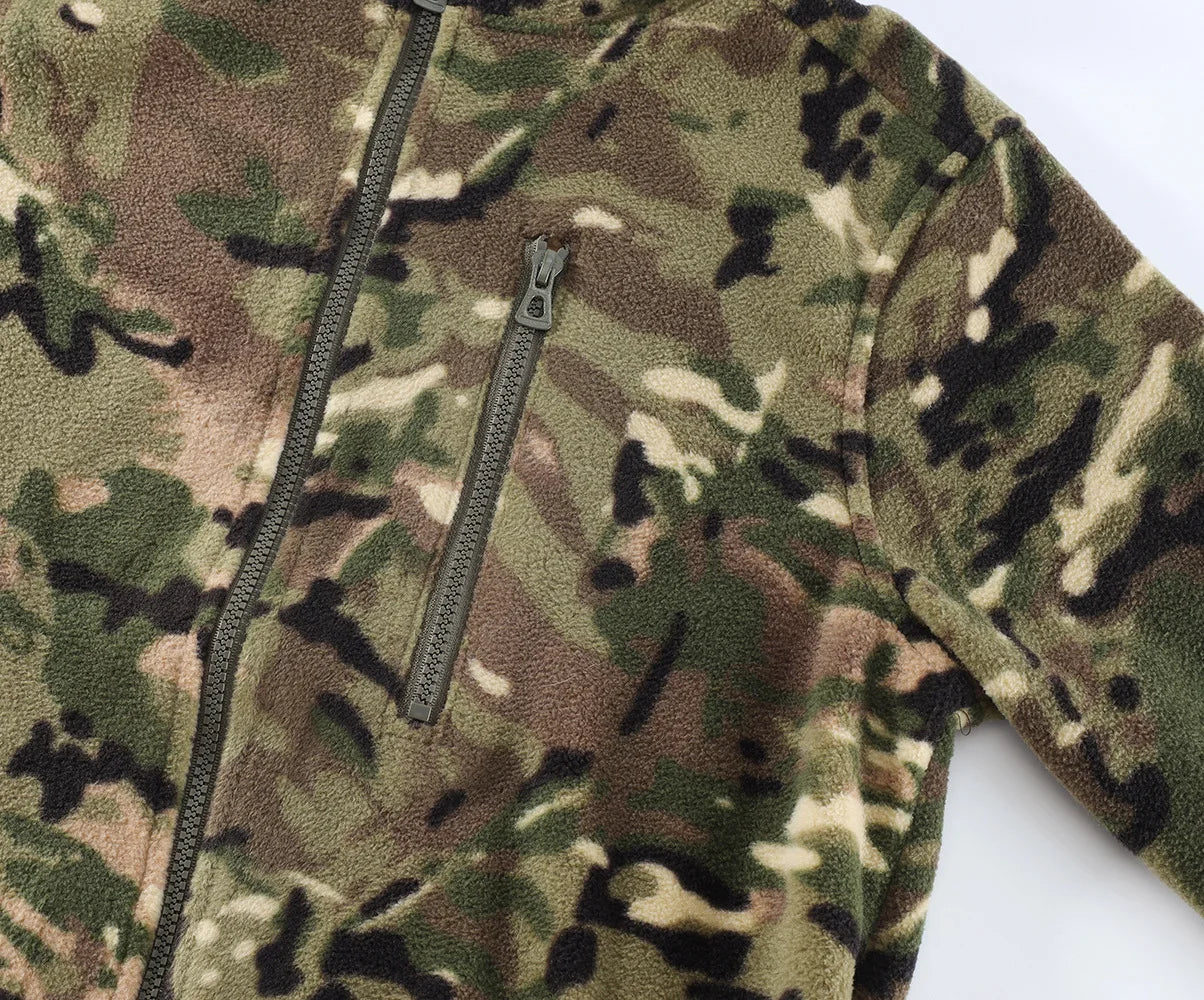 Mens Tactical Fleece Jacket Russian Camouflage US Military Work Coat Autumn Winter Outdoor Warm Zip Cardigan Jacket Inner Lining