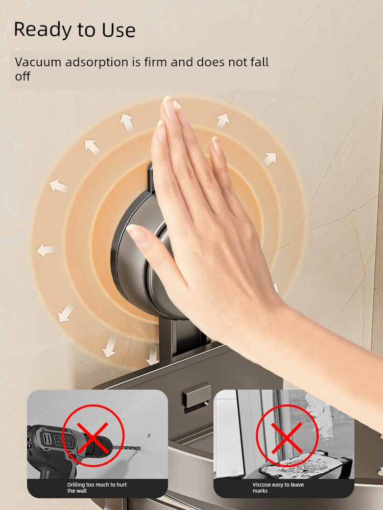 Wall-Mounted Wash Basin Toilet Triangle Basket Shelf Suction Cup