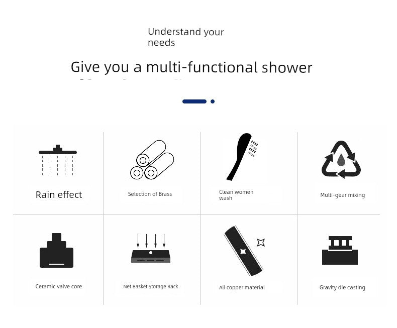 Copper Constant Temperature Black For Home Supercharged Shower Head