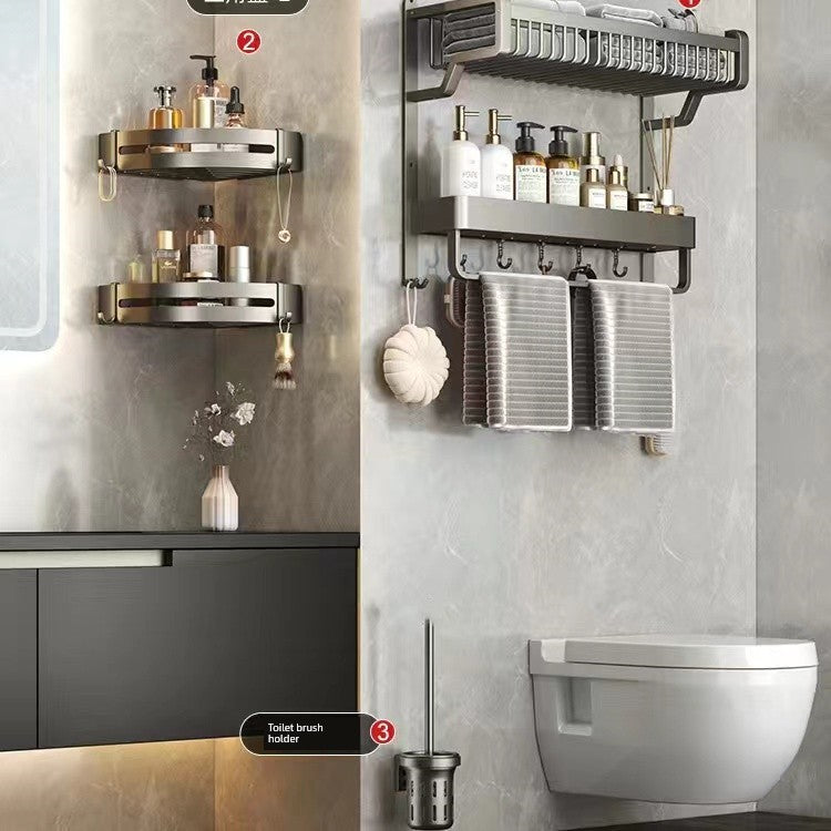 Bathroom Integrated Storage Rack Towel Rack Wall-Mounted Punch-Free Wall Bathroom Toilet Storage Washstand