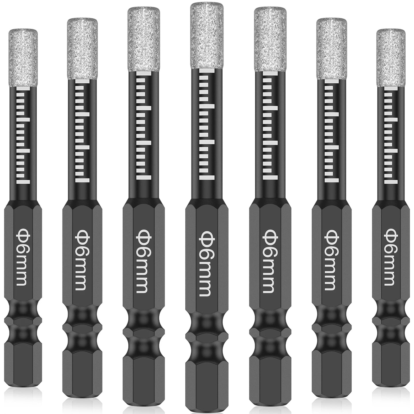 7Pcs 6mm Dry Diamond Drill Bits Set Vacuum Brazed Core Drill Bit Kit Quick Change Hex Shank for Porcelain Granite Tile Marble