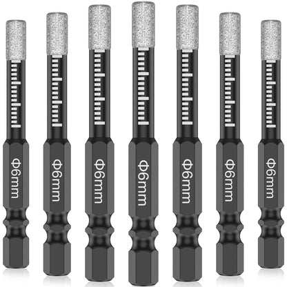 7Pcs 6mm Dry Diamond Drill Bits Set Vacuum Brazed Core Drill Bit Kit Quick Change Hex Shank for Porcelain Granite Tile Marble