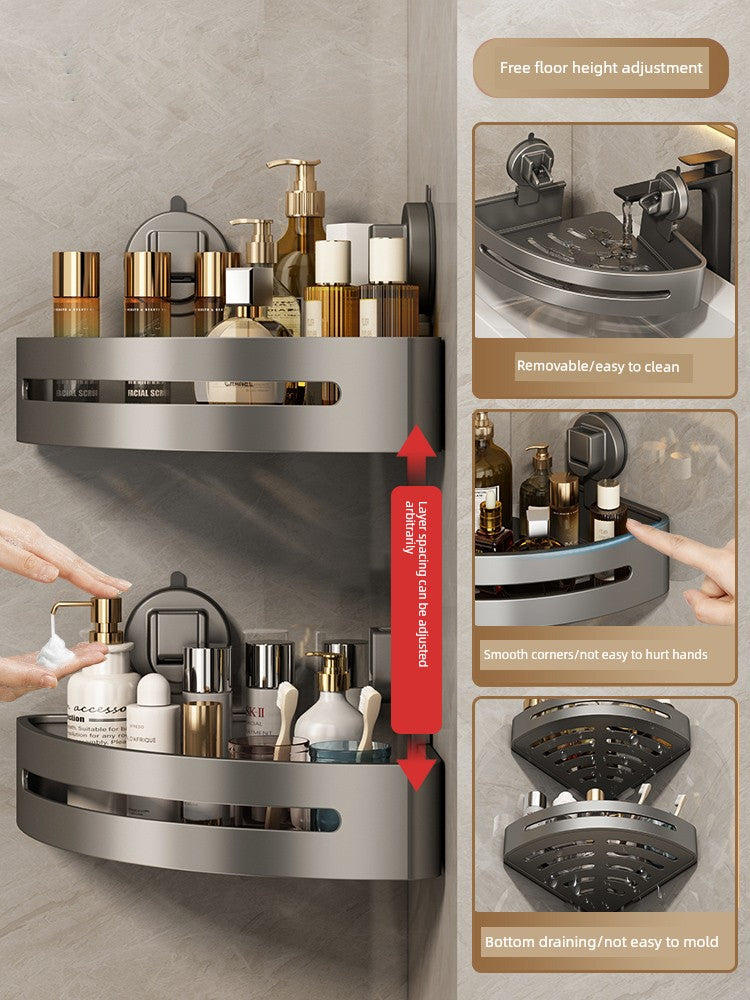 Suction Cup Punch-Free Corner Toilet Bathroom Storage Rack