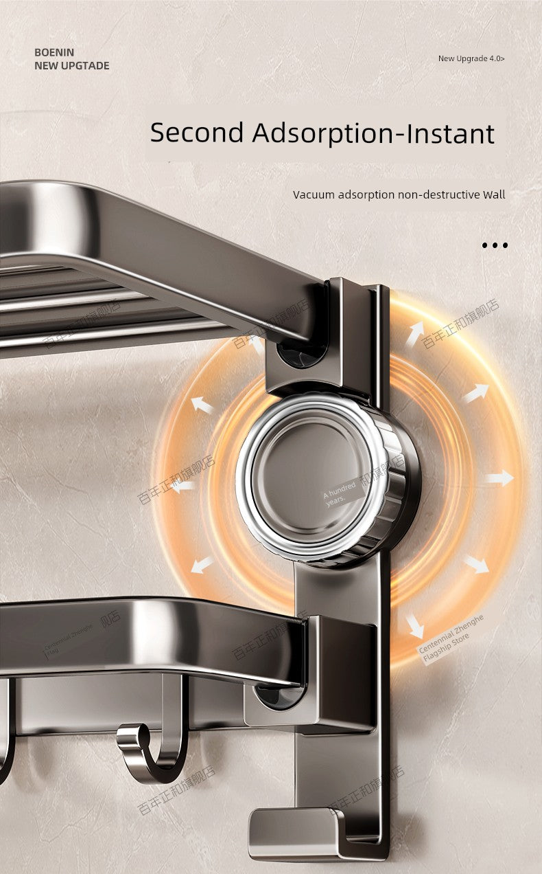 Suction Cup Towel Rack Bathroom Punch-Free Hanging Rod Bathroom Storage Rack Integrated Shower Room Toilet Storage Bath Towel Rack