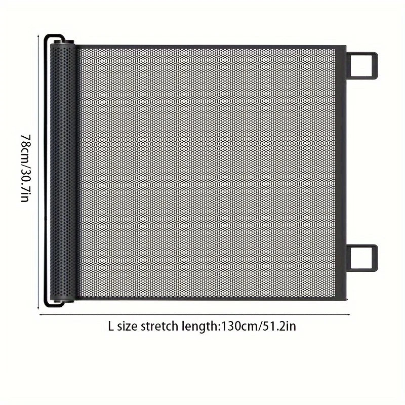 Easy To Install Black Pet Door Without Drilling - Retractable Safety Fence for Indoor Stairs, Dog and Pet Fences