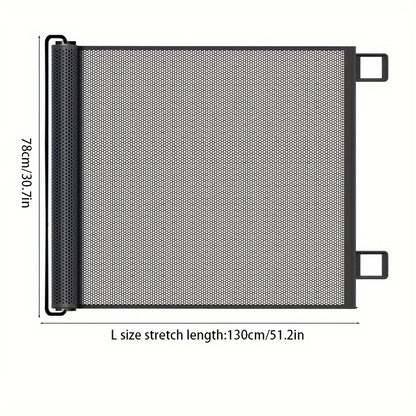 Easy To Install Black Pet Door Without Drilling - Retractable Safety Fence for Indoor Stairs, Dog and Pet Fences