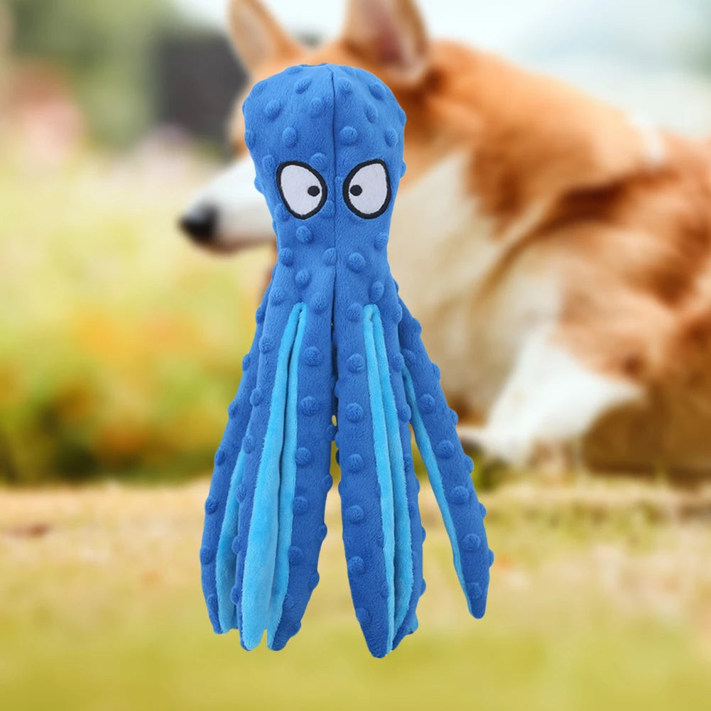 Squeaky Octopus Dog Toys Interactive Puppy Toy No Stuffing Plush Bite Toys Crinkle Paper Pet Plush Toys for Small Medium Dogs