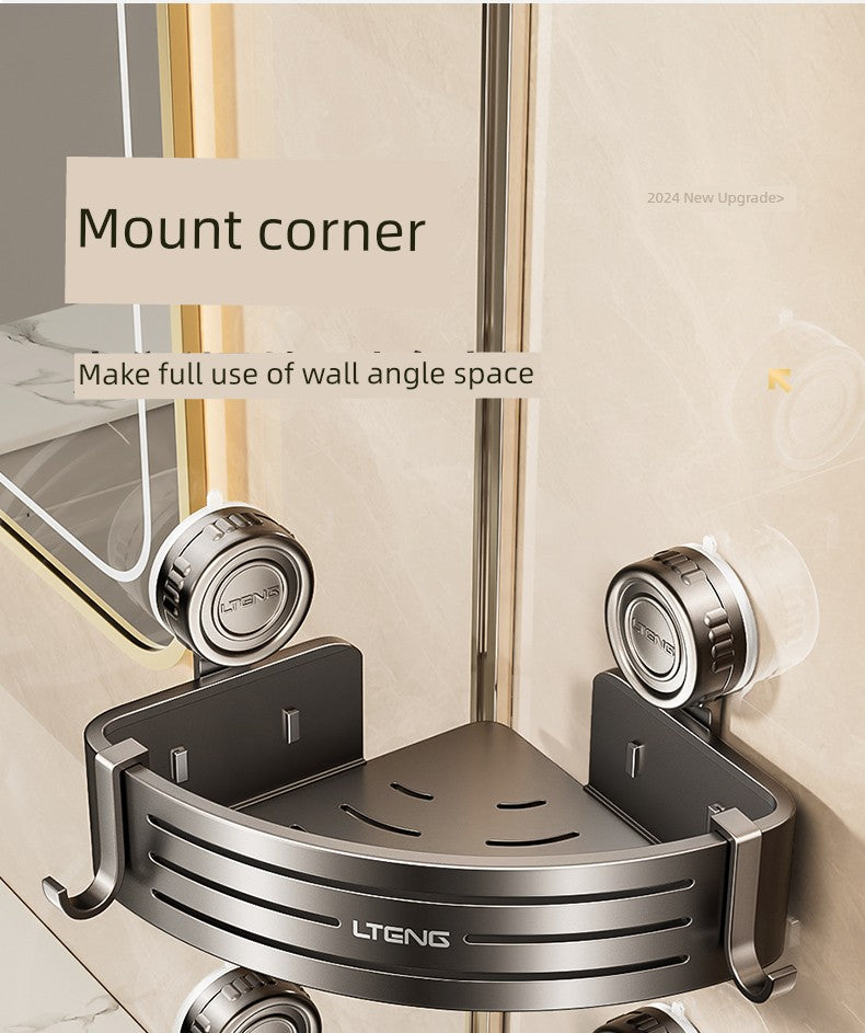 Punch-Free Bathroom Rack Bathroom Suction Cup Triangle Basket Wall Mount Bathroom Sink Corner Storage Rack