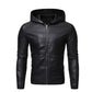 Autumn Winter Slim Fit Oversize Mens Hooded Motorcycle Leather Jacket Faux Leather Moto Biker Jacket Men Black PU Coat Male 3xl