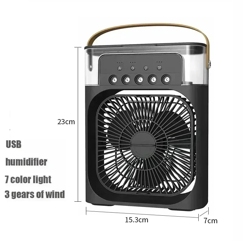 3 In 1 Fan AIr Conditioner Household Water Mist USB Fan Small Air Cooler LED Night Light Portable Humidifier Air Adjustment Fan