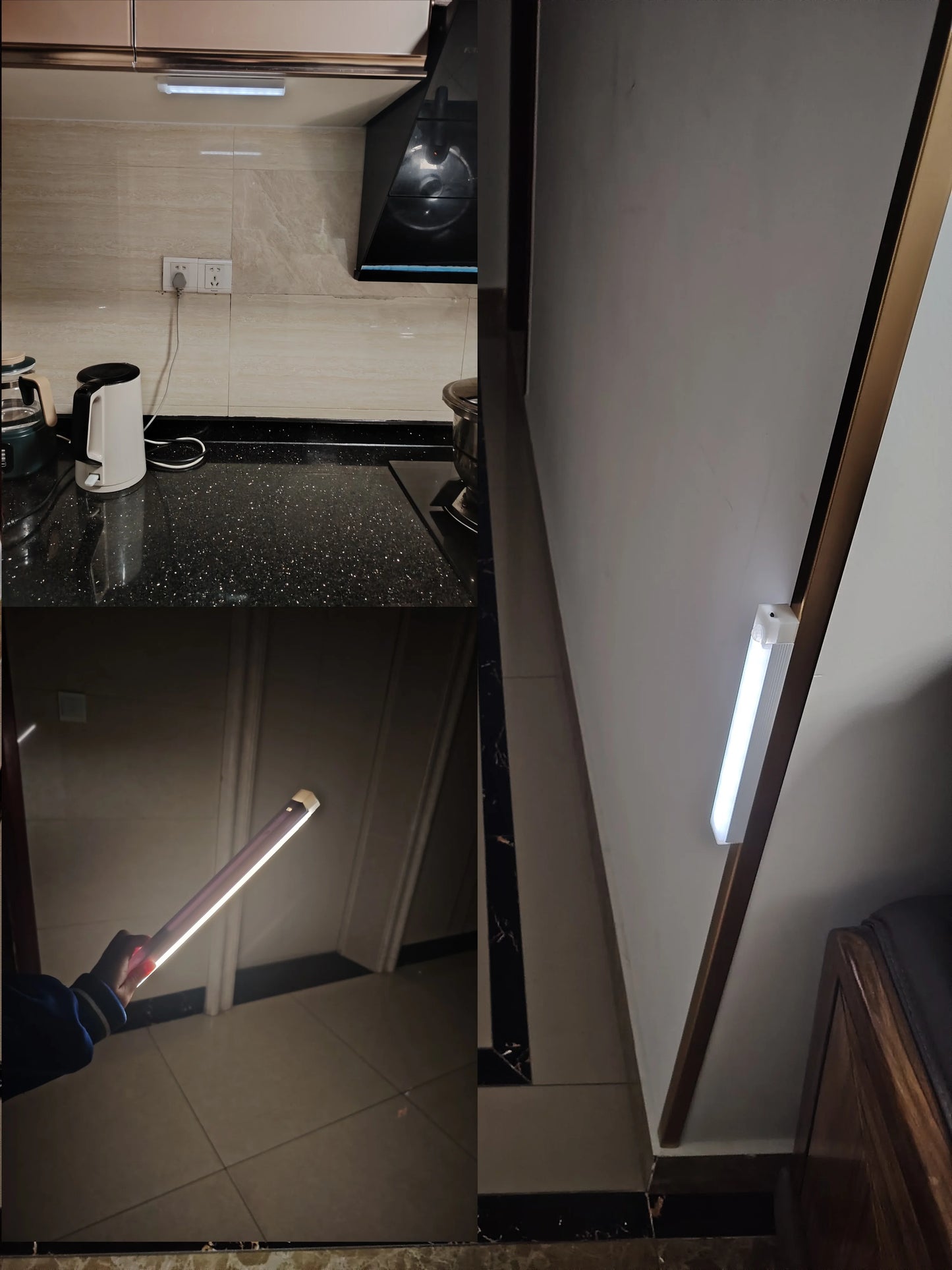 Wireless LED Motion Sensor Night Light with Magnetic Stripe USB Rechargeable For Kitchens, Closets, Stairs and Hallways