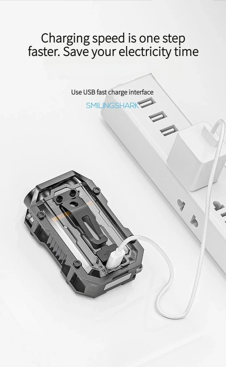 Rechargeable LED+COB Mini Multifunctional Flashlight Portable Outdoor Camping Emergency Keychain Light