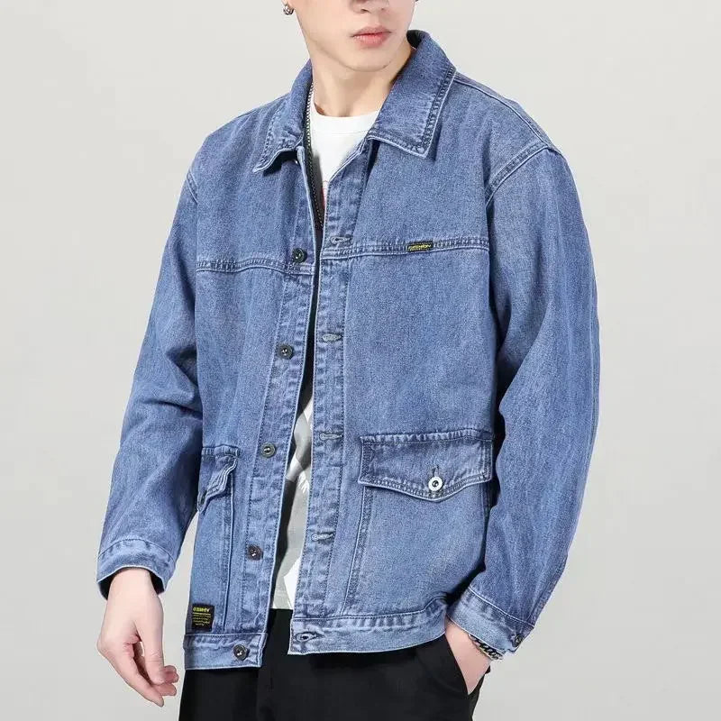 Denim Jackets Man Cargo Jeans Coat for Men Japanese Gray Overcoat Winter 2024 Lxury High Quality Cheap Price Stylish on Board G