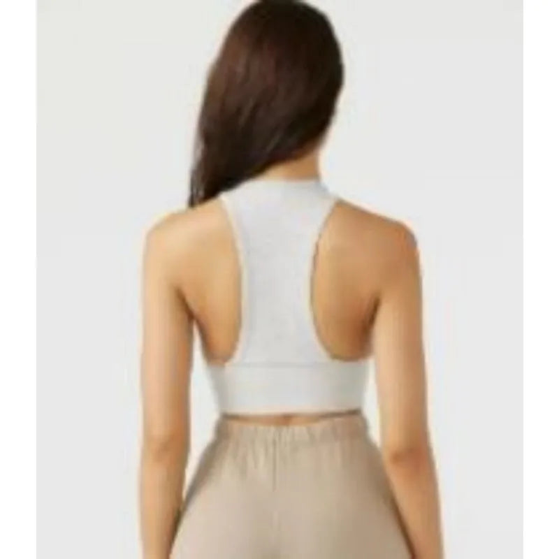 Sexy Fitness Sports Underwear for Women, Round Neck, Tight Back Top, Outdoor Running with Chest Cushion, Thread, 2024