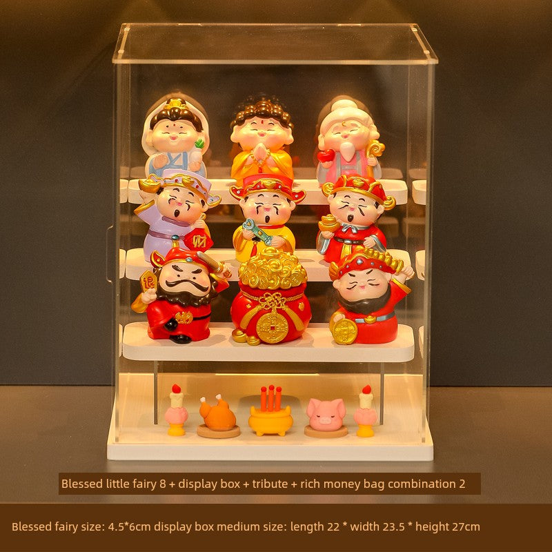 Five-Way God of Wealth All-Way Fairy Home Bookcase Entrance Decoration Decoration Household Full Set Display Stand Gift Decoration