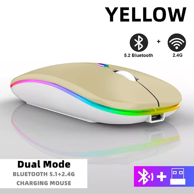 Tablet Phone Computer Bluetooth Wireless Mouse Rechargeable RGB Backlight Mice for iPad PC Laptop Tablet Phone 2.4GHz USB Mouse
