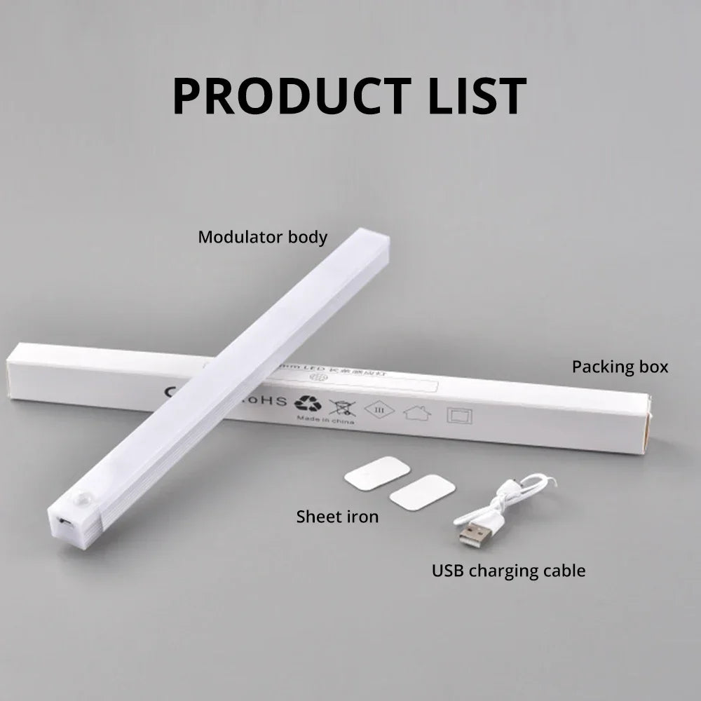 Motion Sensor Night Lights Wireless LED Lamp USB Rechargeable Magnetic For Wardrobe Room Closet Kitchen Aisle Tube Detector Bulb