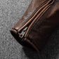 Vintage Black Brown Real Cowhide Genuine Leather Jacket Real Fur Men's Leather Jacket Bomber Men Leather Jacket Motorcycle Coat