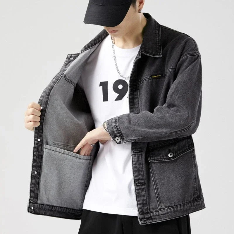 Denim Jackets Man Cargo Jeans Coat for Men Japanese Gray Overcoat Winter 2024 Lxury High Quality Cheap Price Stylish on Board G