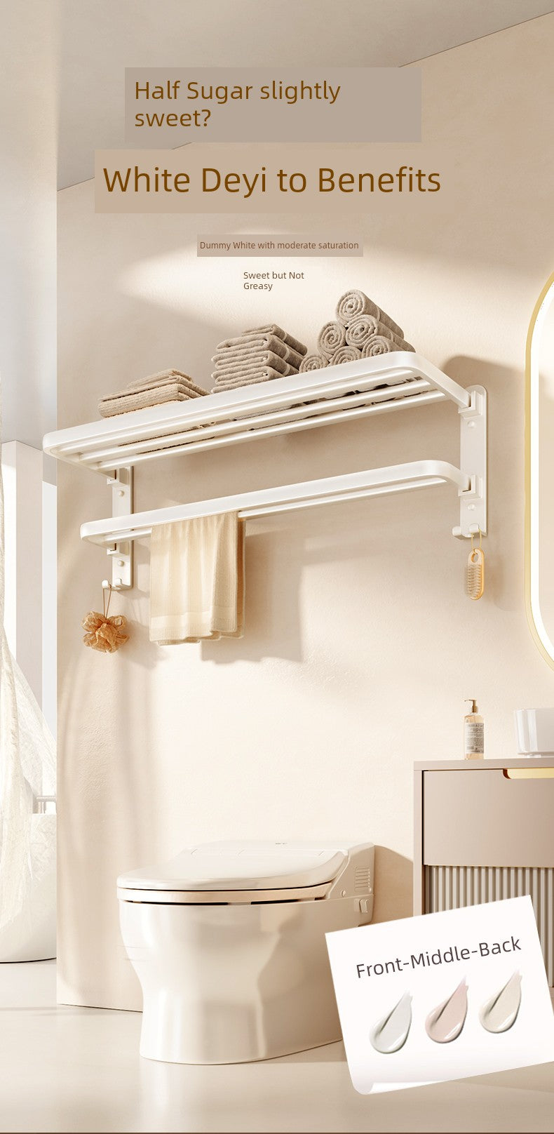 White Bathroom Wall-Mounted Toilet Towel Rack