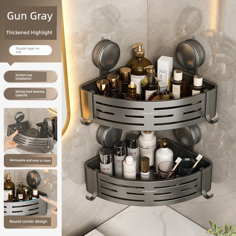 Suction Cup Punch-Free Corner Toilet Bathroom Storage Rack