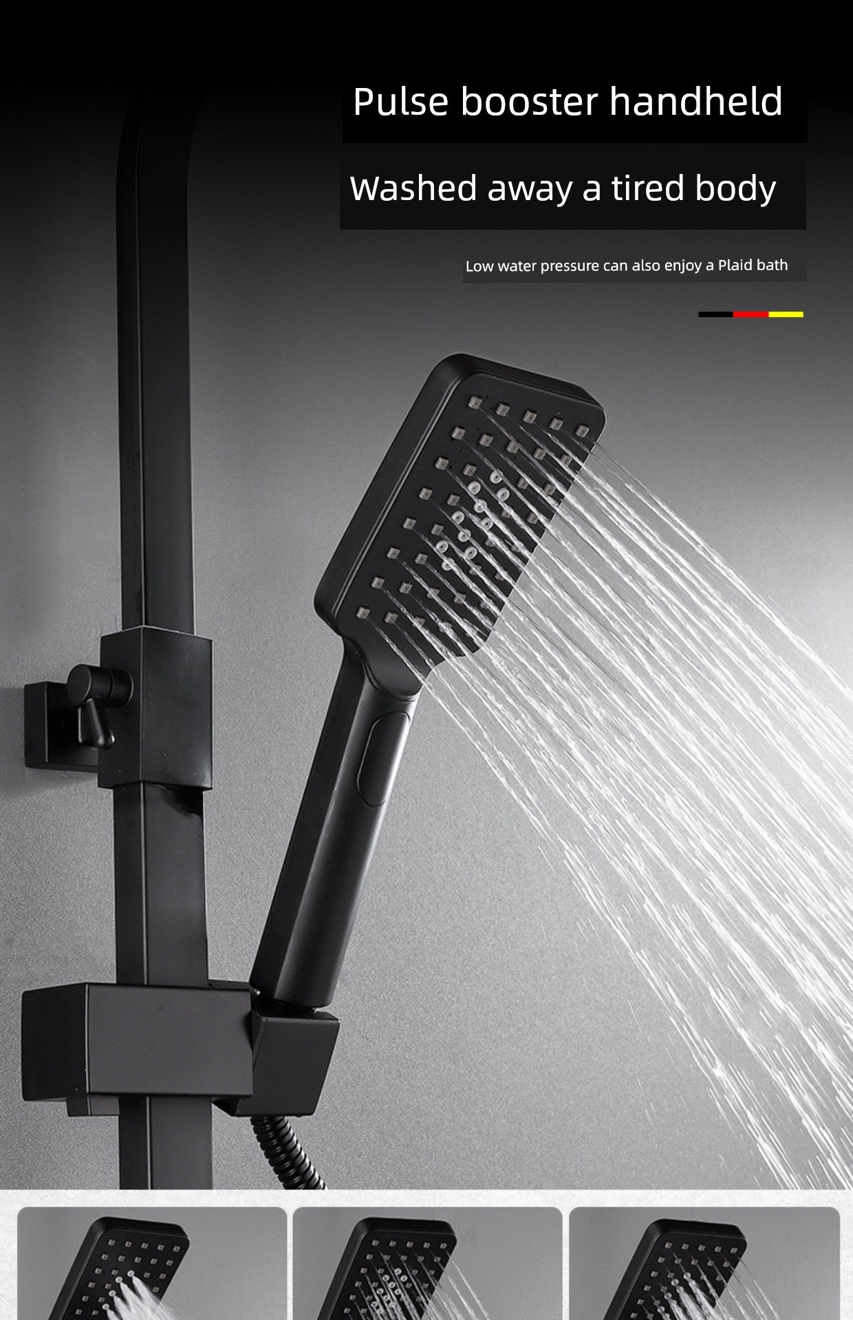 Copper Constant Temperature Black For Home Supercharged Shower Head